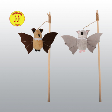 JOUET CHAT HALLOWEEN CANNE A PECHE CHAUVE SOURIS
